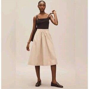 Anthropologie Maeve Sleeveless Rib Poplin Twofer Fitted Midi Dress Size Small